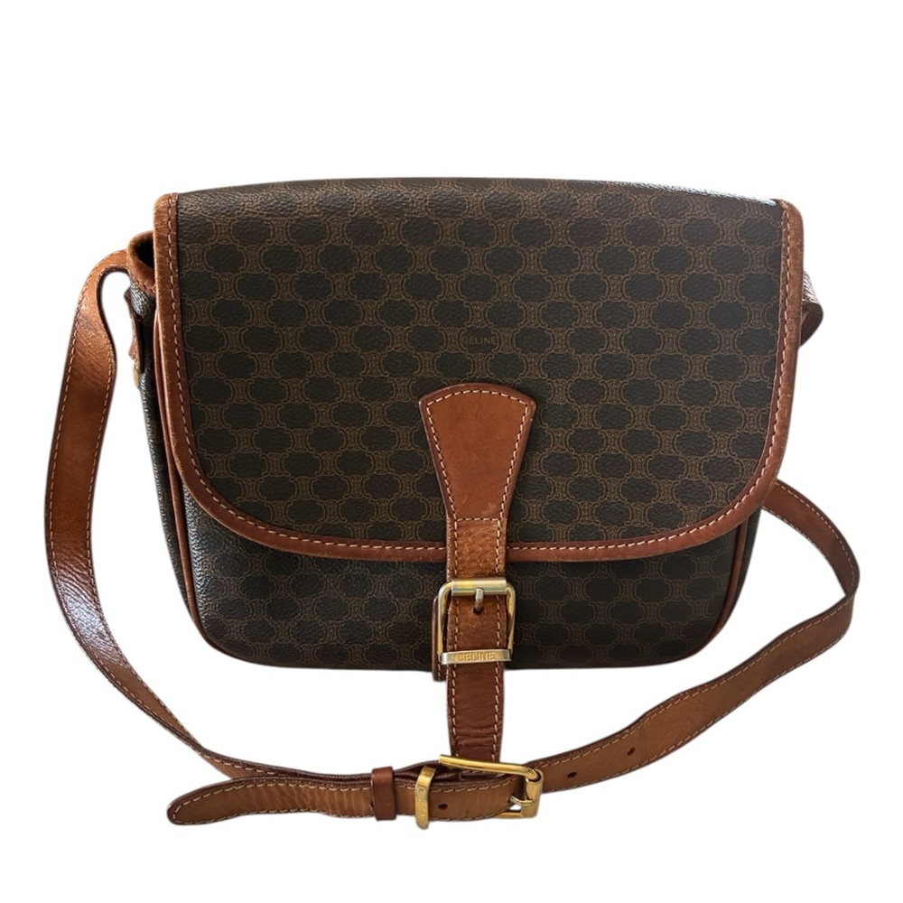 Vintage Rare Medium Celine Macadam Crossbody Bag